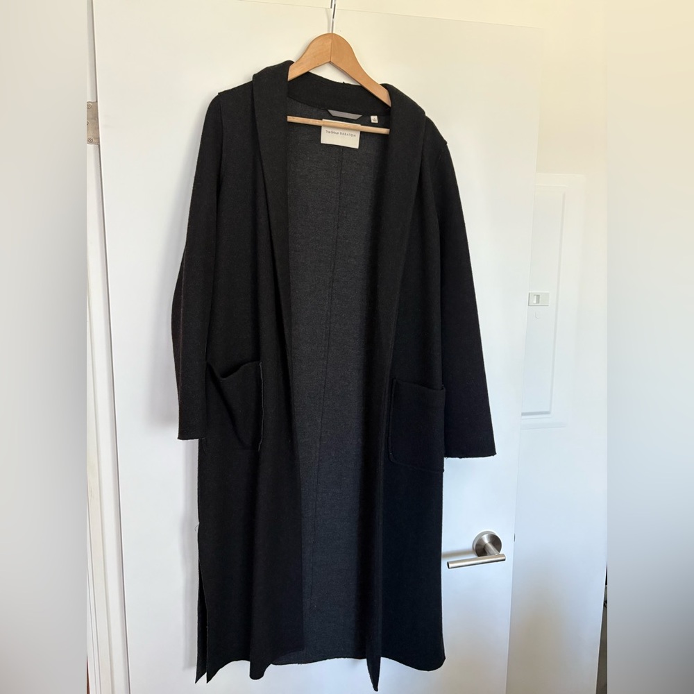 Babaton Black Long Open-Front Coat - Picture 6 of 11